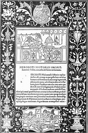 Archivo:Dedication page for the Historiae by Herodotus printed at Venice 1494