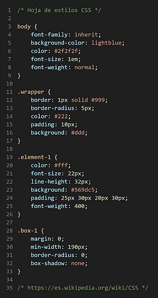 Ejemplo de código CSS