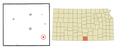 Harper County Kansas Incorporated and Unincorporated areas Bluff City Highlighted.svg