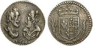 Archivo:Médaille en argent d'Henri IV et Marie de Médicis