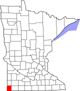 Map of Minnesota highlighting Rock County.svg