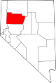 Mapa de Nevada con la ubicación del condado de Pershing
