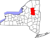 Mapa de Nueva York con la ubicación del condado de Hamilton
