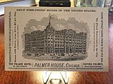 Palmer House Business Card front c1800