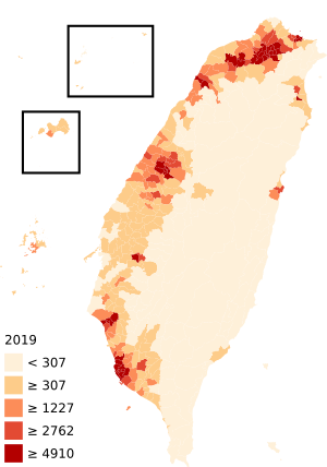 Archivo:Population density of Taiwan by district