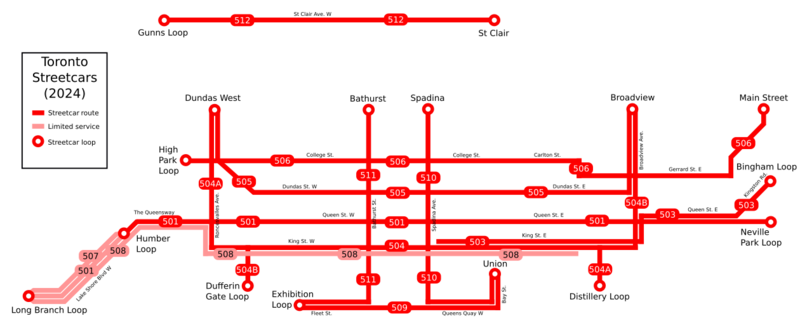 TTC streetcar map