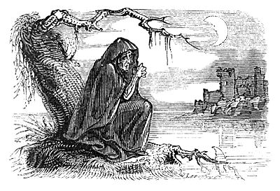 Bunworth Banshee, Fairy Legends and Traditions of the South of Ireland, un dibujo de Thomas Crofton Croker, 1825