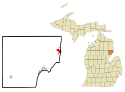 Iosco County Michigan Incorporated and Unincorporated areas Au Sable Highlighted.svg