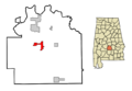 Lowndes County Alabama Incorporated and Unincorporated areas Mosses Highlighted