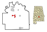 Lowndes County Alabama Incorporated and Unincorporated areas Mosses Highlighted.svg