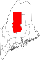 Mapa de Maine con la ubicación del condado de Piscataquis