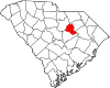 Mapa de Carolina del Sur con la ubicación del condado de Lee