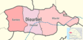 Map of the departments of the Diourbel region of Senegal