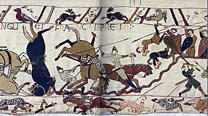 Archivo:Bayeux Tapestry Horses in Battle of Hastings