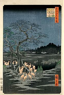 Archivo:Hiroshige-100-views-of-edo-fox-fires