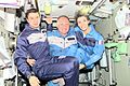 ISS-03 Soyuz TM-33 Taxi crewmembers in the Zvezda Service Module