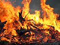 Midsummer bonfire closeup