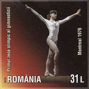 Archivo:Nadia Comăneci 2016 stamp of Romania