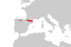 Mapa de distribución de R. pyrenaica.