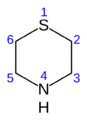 Thiomorpholine numbering