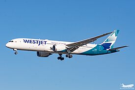 WestJet C-GMKS Boeing 787-9 Dreamliner London Heathrow Airport (LHR EGLL) (52677400646).jpg