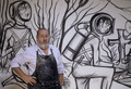 023- Bernard Buffet dans son atelier du Domaine de la Baume à Tourtour pour l'exposition 20 000 lieux sous les mers 1989- ©photo Danielle Buffet