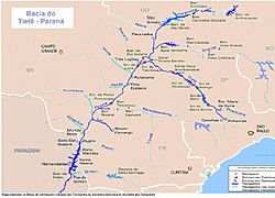 Mapa de la cuenca del río Tietê, de donde es originaria esta especie.