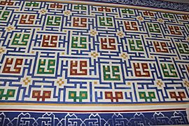 Bolo Haouz mosque inside 3 detail of wall of the iwan with mihrab