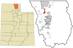 Cache County Utah incorporated and unincorporated areas Amalga highlighted.svg
