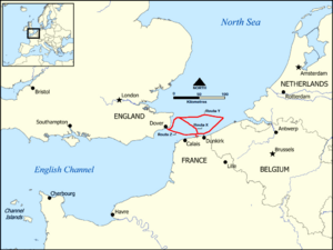 Dunkirk Evacuation shipping routes.png