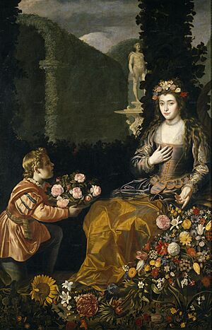 Archivo:Juan van der Hamne- Offering a Flora, 1627, Prado.