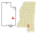Lamar County Mississippi Incorporated and Unincorporated areas Purvis Highlighted
