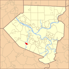 Map of Allegheny County PA Highlighting Bridgeville.png