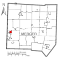 Map of Sharpsville, Mercer County, Pennsylvania Highlighted