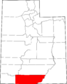 Map of Utah highlighting Kane County