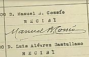 Archivo:Misiones pedagógicas, albarán firmado por Cossío