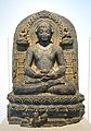 Monkey gives honey to Buddha Shakyamuni, India, Bihar, probably Kurkihar, Pala dynasty, c. 1000 AD, black stone - Östasiatiska museet, Stockholm - DSC09270