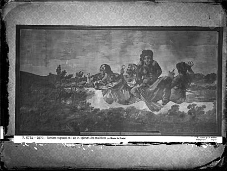 Archivo:Pinturas Negras de Goya, Quinta del Sordo, pintura "Átropos" o "Las Parcas", fotografía de Juan Laurent en el año 1874, con iluminación eléctrica, VN-06582 P