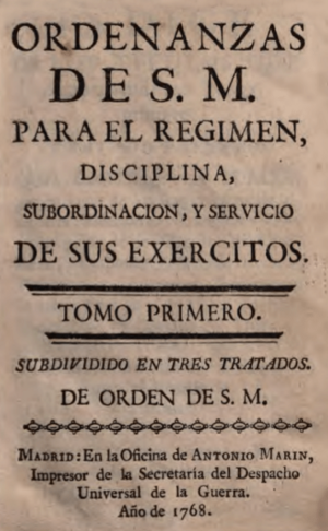 Archivo:Portada de la reales ordenanzas de 1768