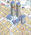 World Trade Center, NY - 2001-09-11 - Debris Impact Areas