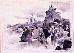 Biarritz, Los últimos veraneantes, 8.10.1905, RABASF, painting by Mariano Pedrero