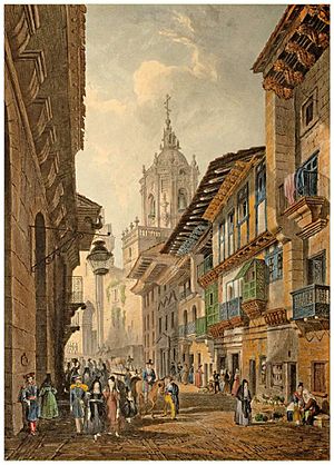 Archivo:Calle Mayor en 1838. Grabado de Henry Wilkinson
