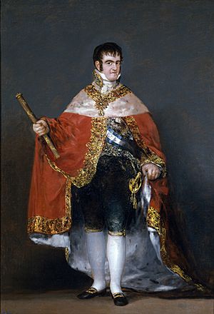 Archivo:Francisco Goya - Portrait of Ferdinand VII of Spain in his robes of state (1815) - Prado