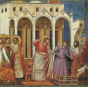 Archivo:Giotto - Scrovegni - -27- - Expulsion of the Money-changers from the Temple