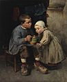 Helene Schjerfbeck - A Boy Feeding His Little Sister