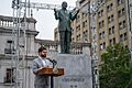 Inauguración estatua de Patricio Aylwin