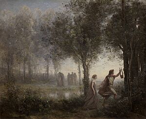 Archivo:Jean-Baptiste-Camille Corot - Orpheus Leading Eurydice from the Underworld - 87.190 - Museum of Fine Arts