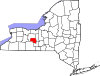 Mapa de Nueva York con la ubicación del condado de Yates