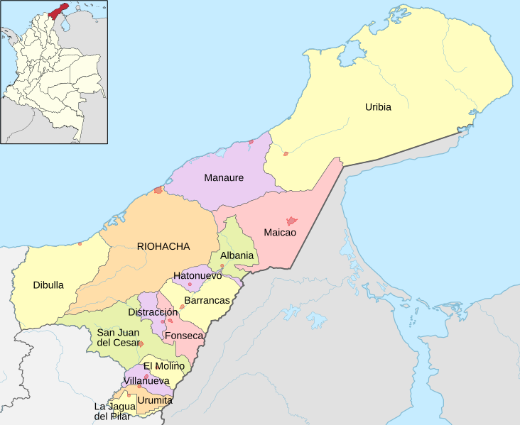 Mapa de La Guajira (político)