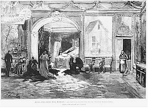 Archivo:Palacio-del-Pardo-1885-Juan-Comba-camara-mortuoria-Alfonso-XII